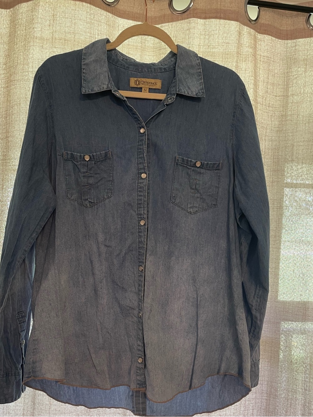 Democracy  Denim-Style Button Down Shirt - Blue